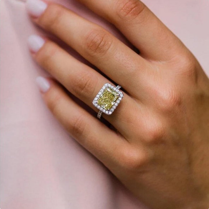 Gorgeous Halo Radiant Cut Yellow Gemstone Engagement Ring shineofdiamond