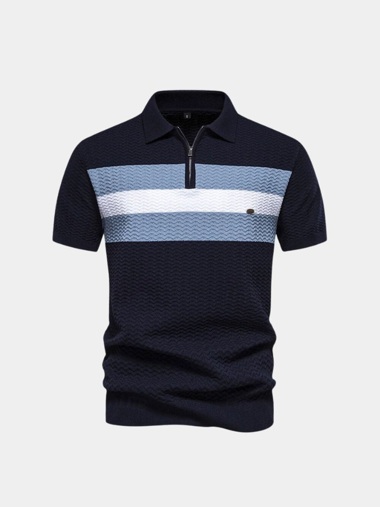 Classic Fit Quarter Zip Business Casual Short Sleeves Polo - Casa Laro CASA LARO