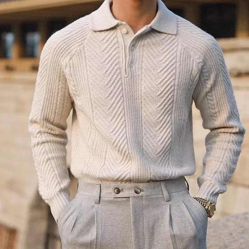 Collared Ribbed Knit - Sweater CASA LARO MEN