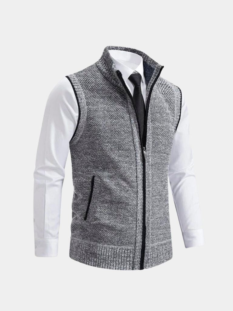 Elegant Full-Zip Sweater Vest - Casa Laro CASA LARO