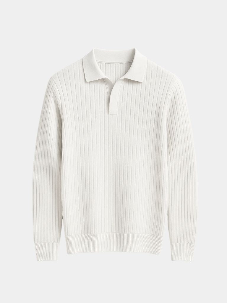 Elegant Open Collar Long Sleeve Polo - Casa Laro CASA LARO
