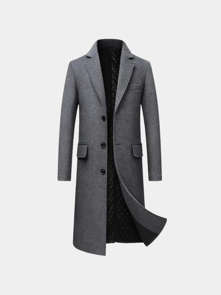 Mens Wool Blend Trench Coat - Casa Laro CASA LARO