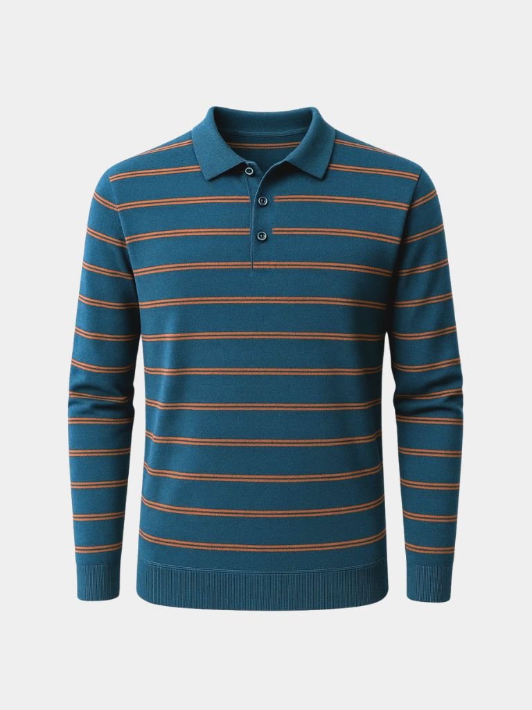 Navy Sunset Striped Polo - Casa Laro CASA LARO