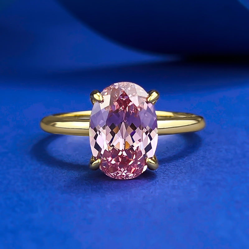 Golden Tone Morgan Oval Cut Engagement Ring in Sterling Silver shine of diamond