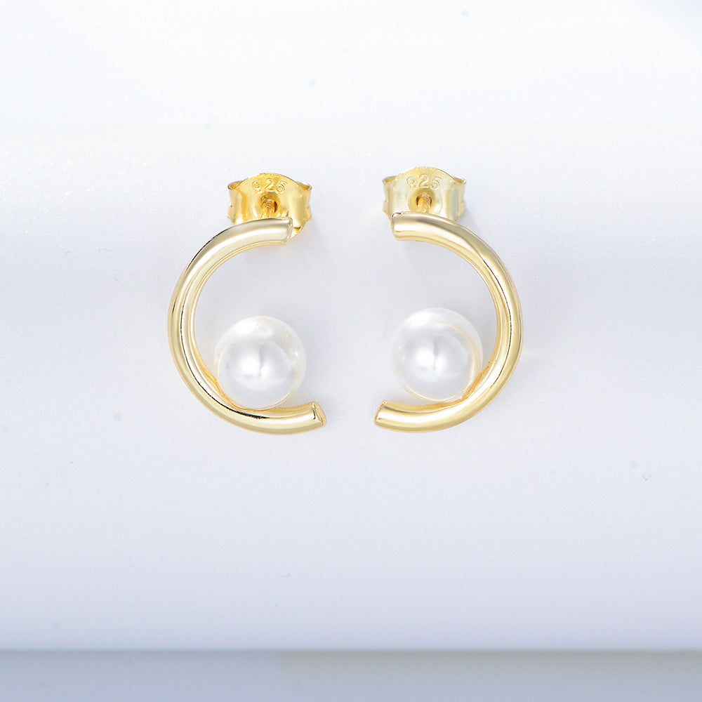 C Design Pearls Studding Earrings Carly Jewelry