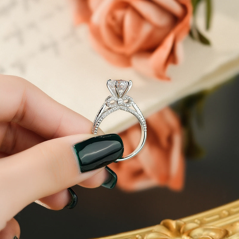 Sparkle 3.0ct bowknot Design Moissanite Engagement Ring shine of diamond