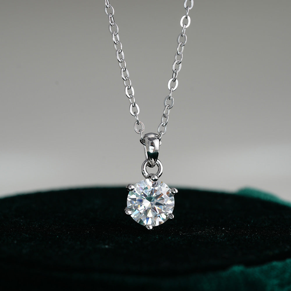 Timeless Deesign 6 Prong Moissanite Necklace Shine of Diamond