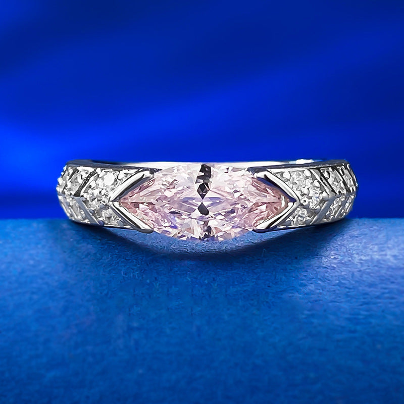 Stunning Marquise Cut Sterling Silver Wedding Band shine of diamond