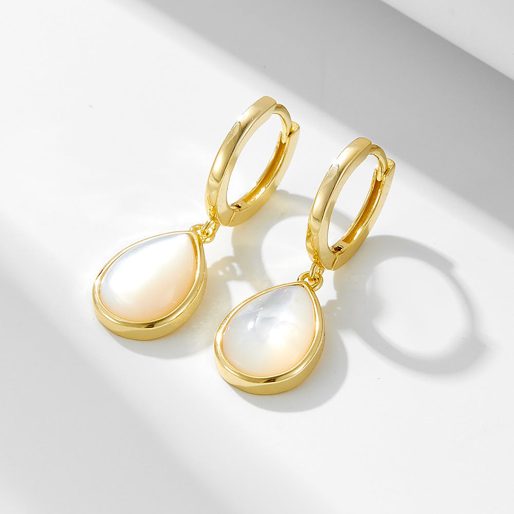 Pear Shape Design Natural Shell Hoop Earrings Carly Jewelry