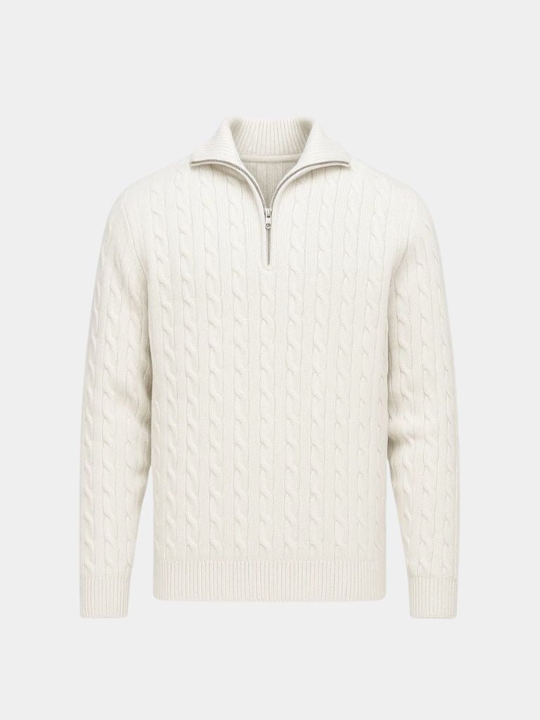 Premium Cable-Knit Zip Neck Sweater - Casa Laro CASA LARO