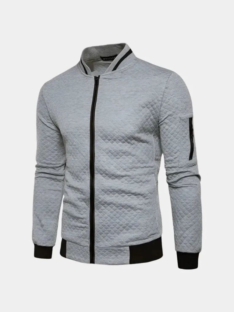 Textured Casual Bomber Jacket - Casa Laro CASA LARO