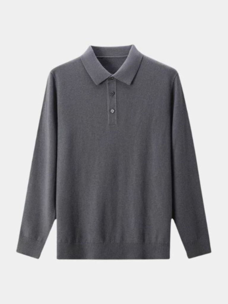 Wool Knit Button Up Polo Pullover - Casa Laro CASA LARO