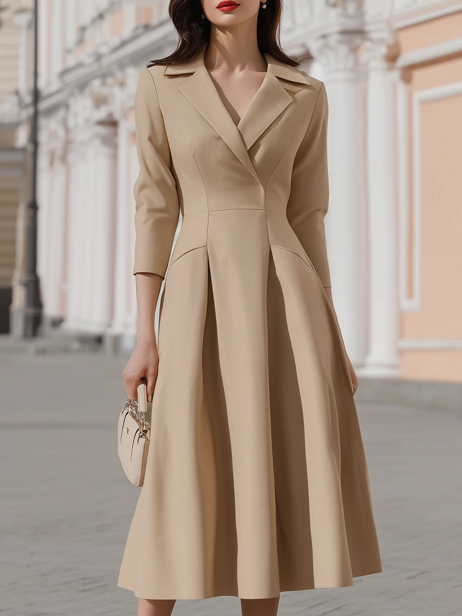 Casa Laro Beige Blazer-Style Midi Dress SN