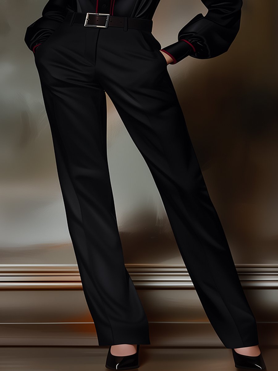 Classic Black Twill Pants for Daily Outfit ZJ