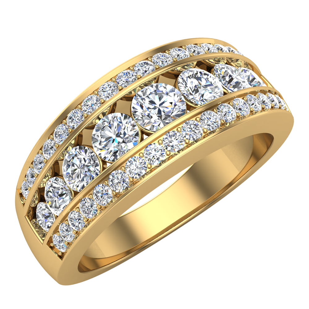 Three Row Half Eternity Band Rose Gold Wedding Band in Sterling Silver Shineofdiamond