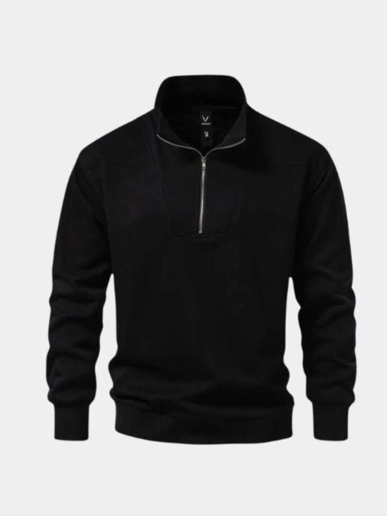Zip Black Lapel Sports Sweatshirt - Casa Laro CASA LARO