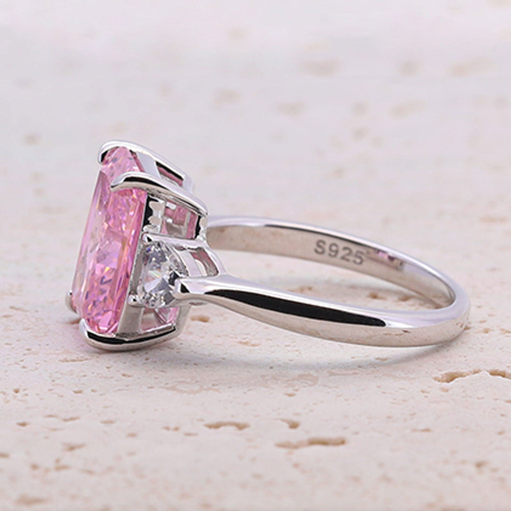 4.0CT Three Stone Pink Sterling Silver Engagement Ring (Multi Color Available) shine of diamond