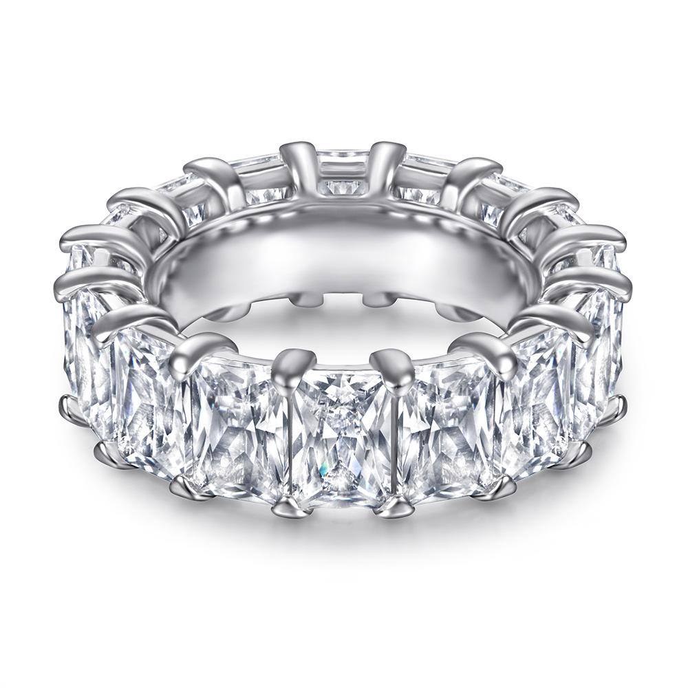 Radiant Cut Eternity Sterling Silver Wedding Band shineofdiamond