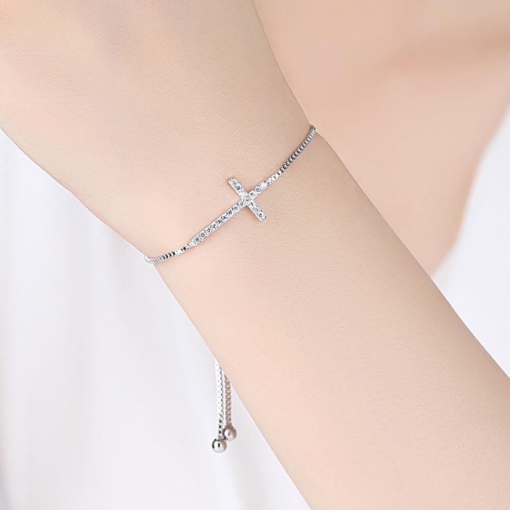 Faith Cross Adjustable Slider Clasp Bracelet Shineofidamond