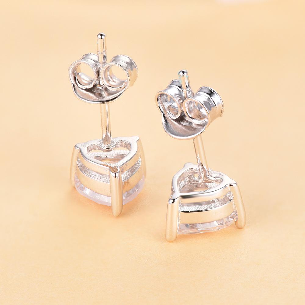 Heart Cut Sterling Silver Stud Earrings Shineofidamond