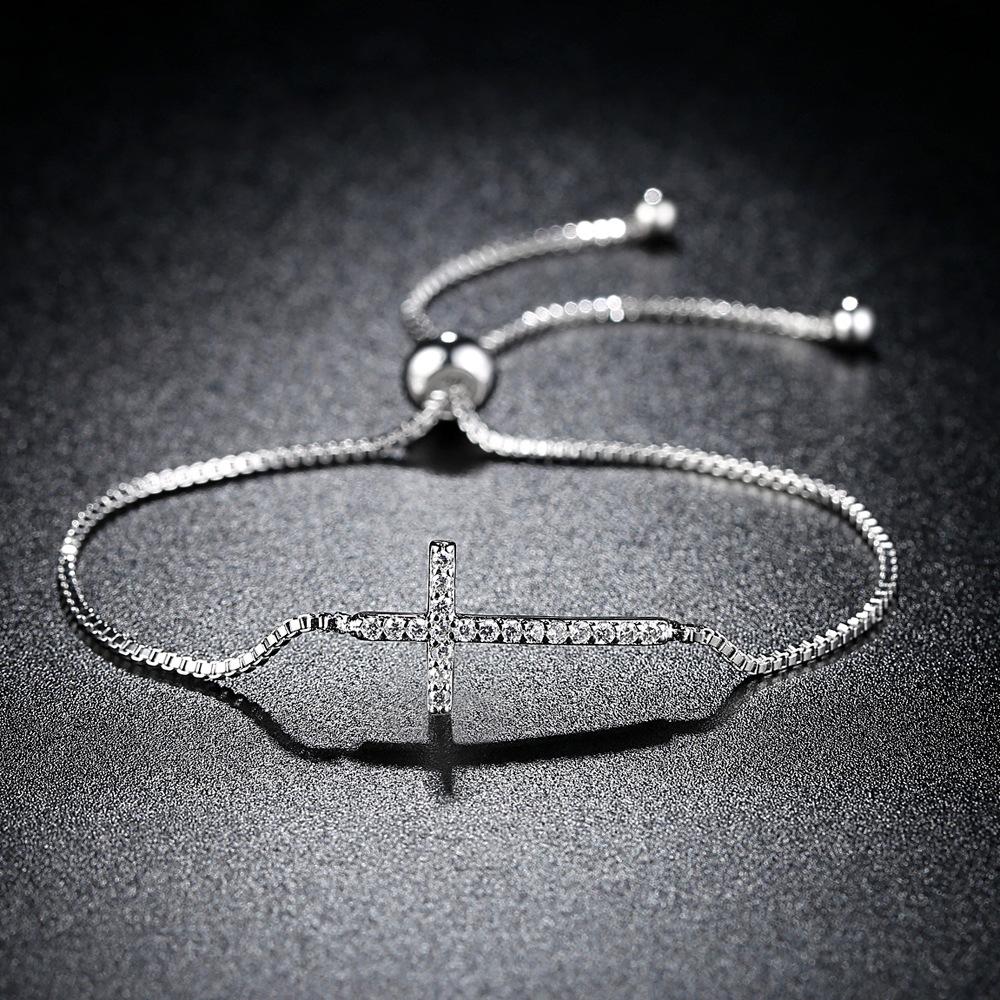 Faith Cross Adjustable Slider Clasp Bracelet Shineofidamond