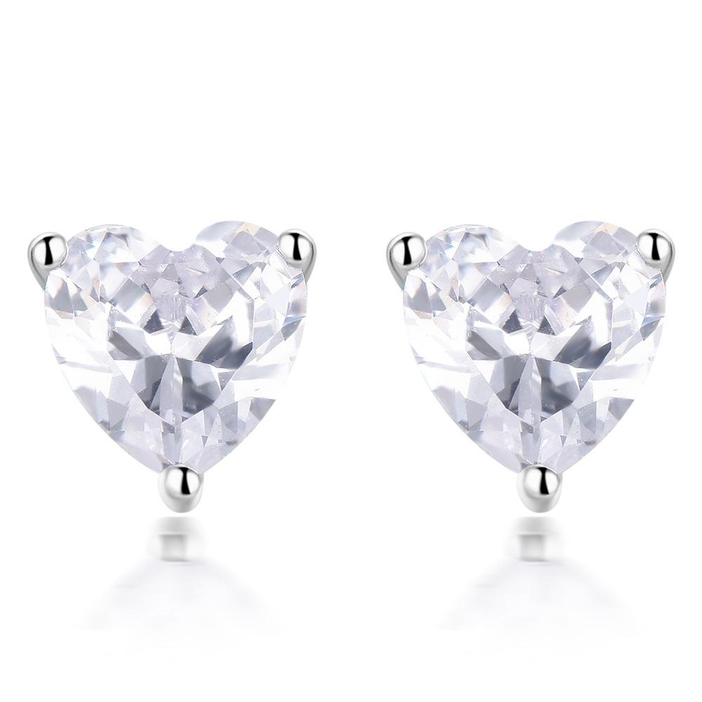 Heart Cut Sterling Silver Stud Earrings Shineofidamond