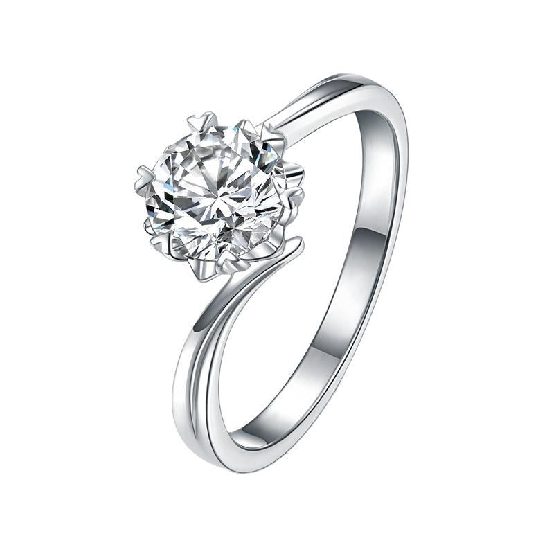1/2 Carat D Color Snowflake Shape Bypass Shank Moissanite Sterling Silver Engagement Ring Shineofdiamond