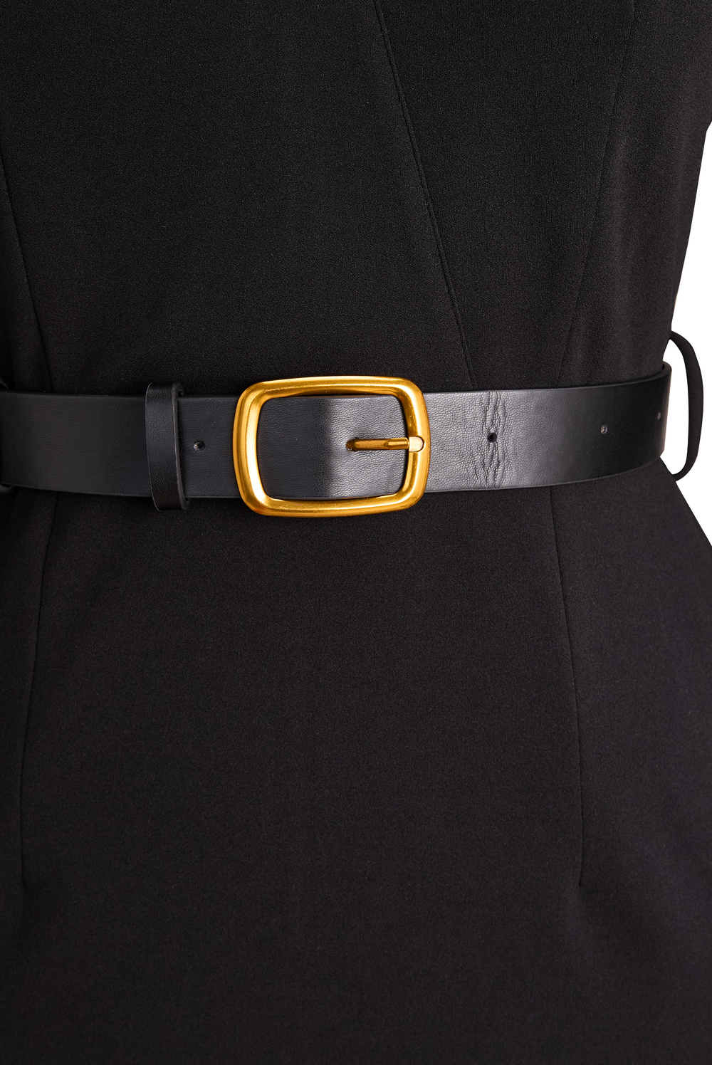 Refined Black Belted Sheath Dress with Mandarin Collar ZJ