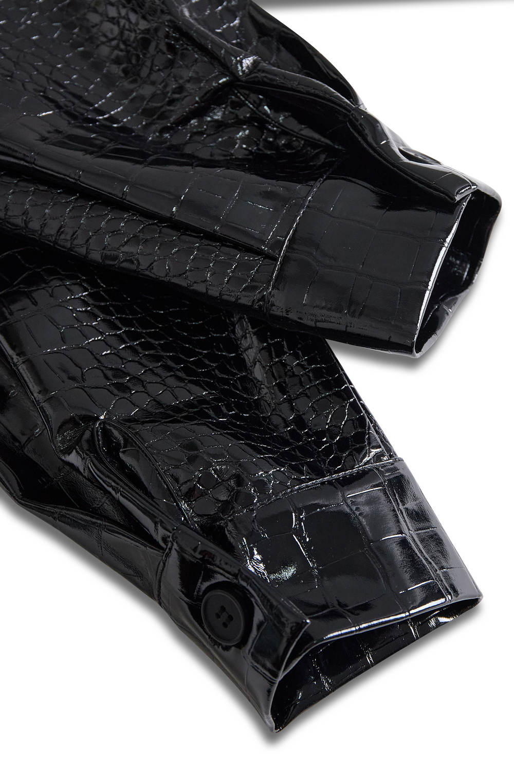 Glossy Black Crocodile Embossed Shirt ZJ