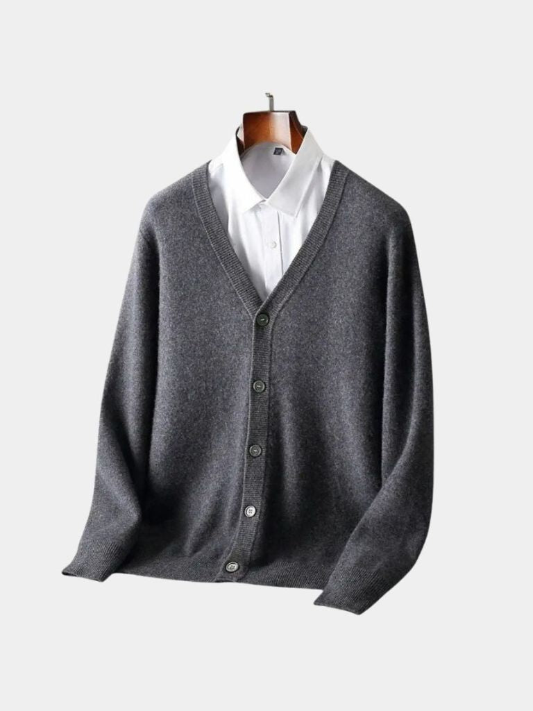 100% Merino Wool V Neck Knitwear Cardigan Sweater - Casa  Laro CASA LARO