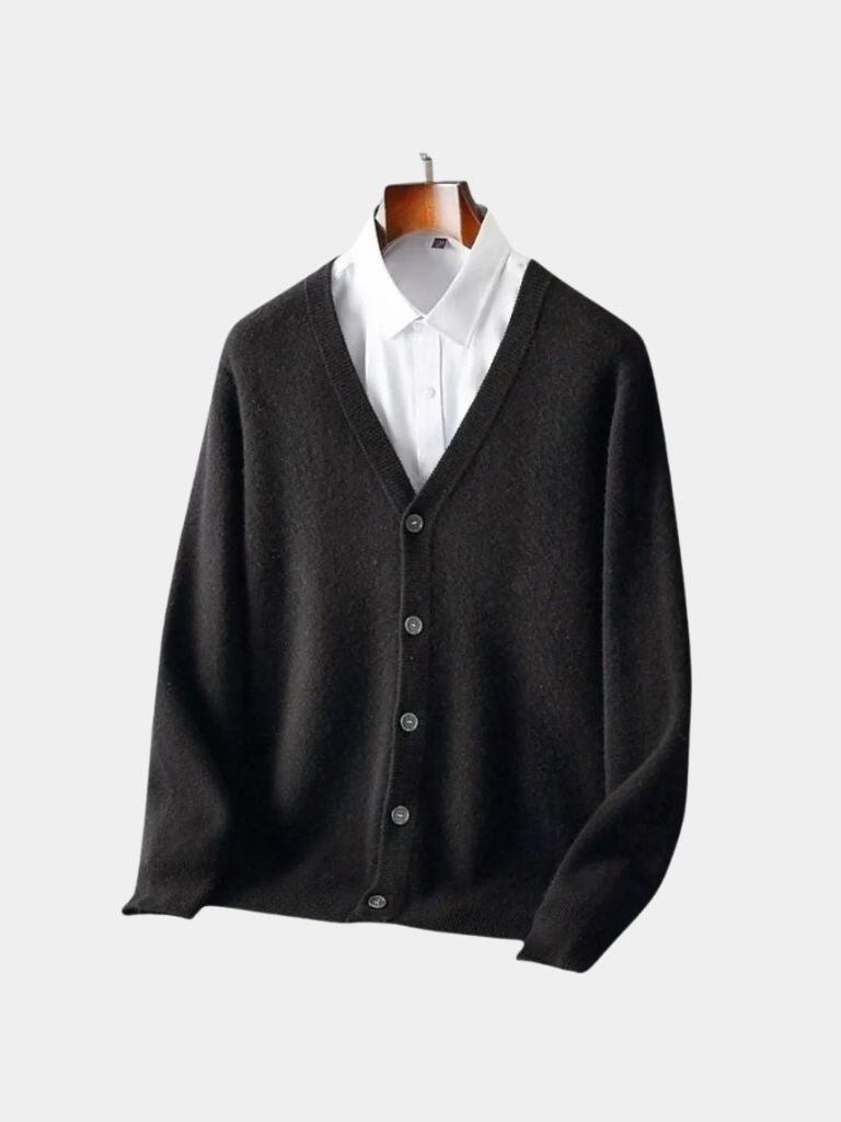 100% Merino Wool V Neck Knitwear Cardigan Sweater - Casa  Laro CASA LARO
