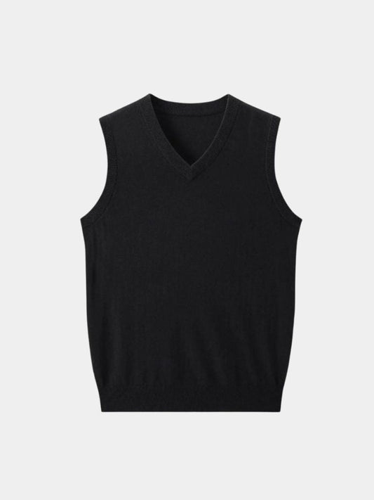 100% Cashmere V Neck Knit Vest - Casa  Laro CASA LARO