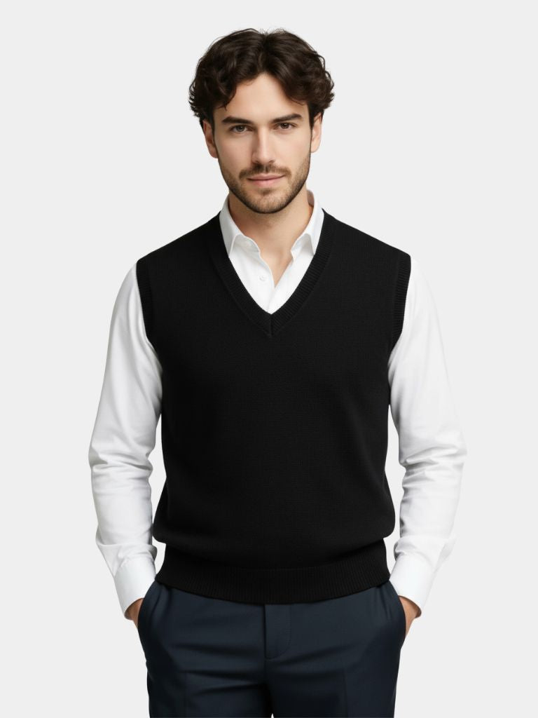 100% Cashmere V Neck Knit Vest - Casa  Laro CASA LARO