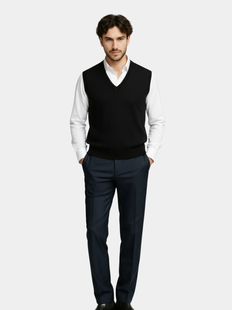 100% Cashmere V Neck Knit Vest - Casa  Laro CASA LARO
