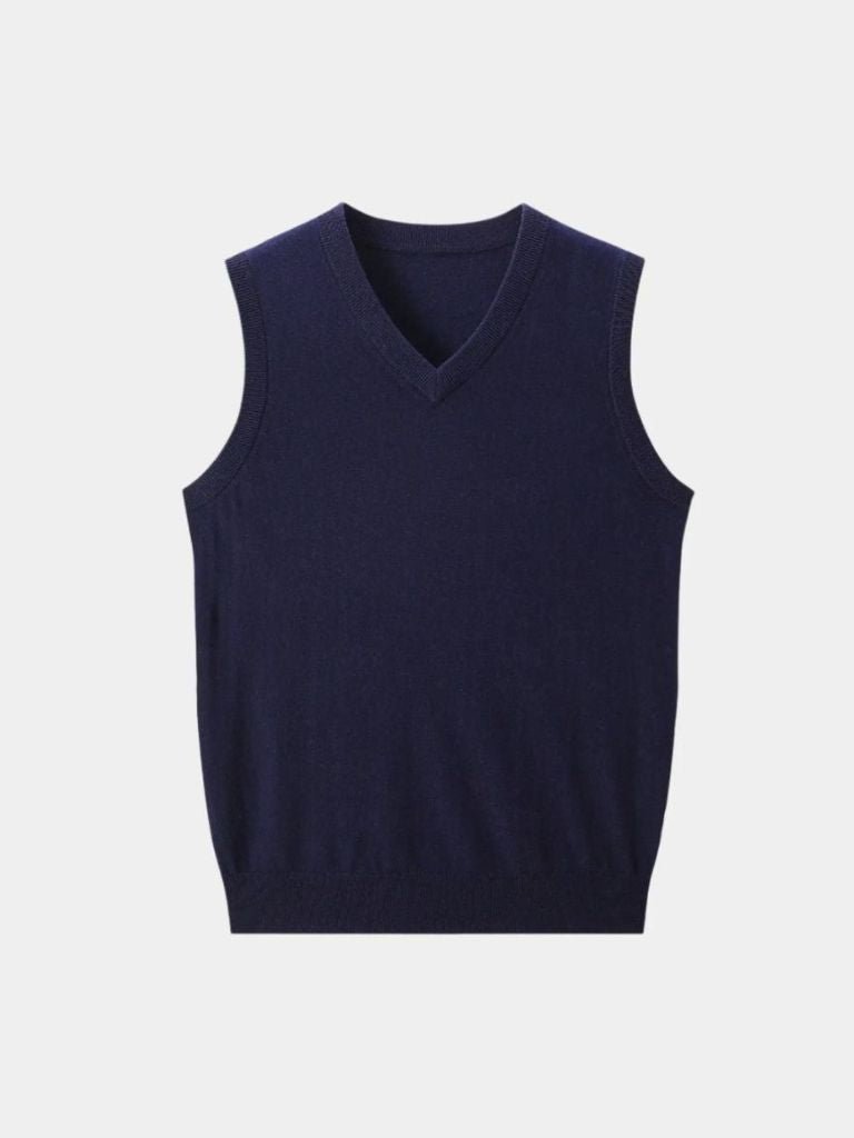 100% Cashmere V Neck Knit Vest - Casa  Laro CASA LARO