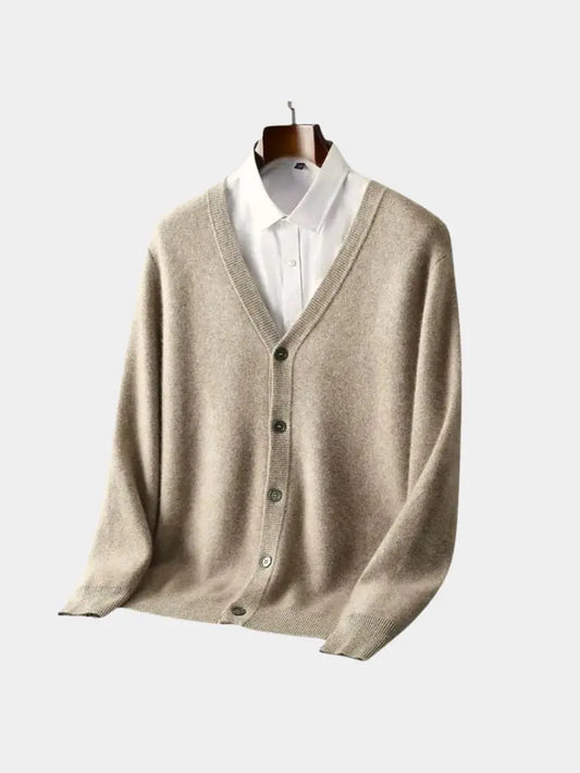 100% Merino Wool V Neck Knitwear Cardigan Sweater - Casa  Laro CASA LARO