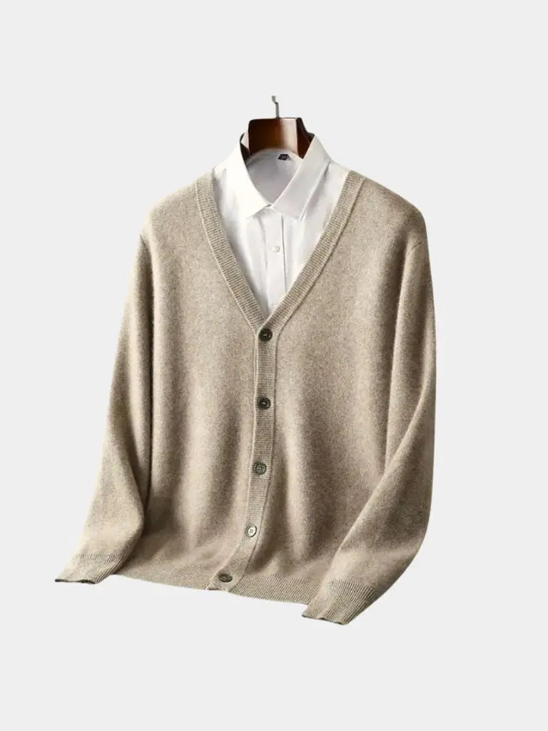100% Merino Wool V Neck Knitwear Cardigan Sweater - Casa  Laro CASA LARO