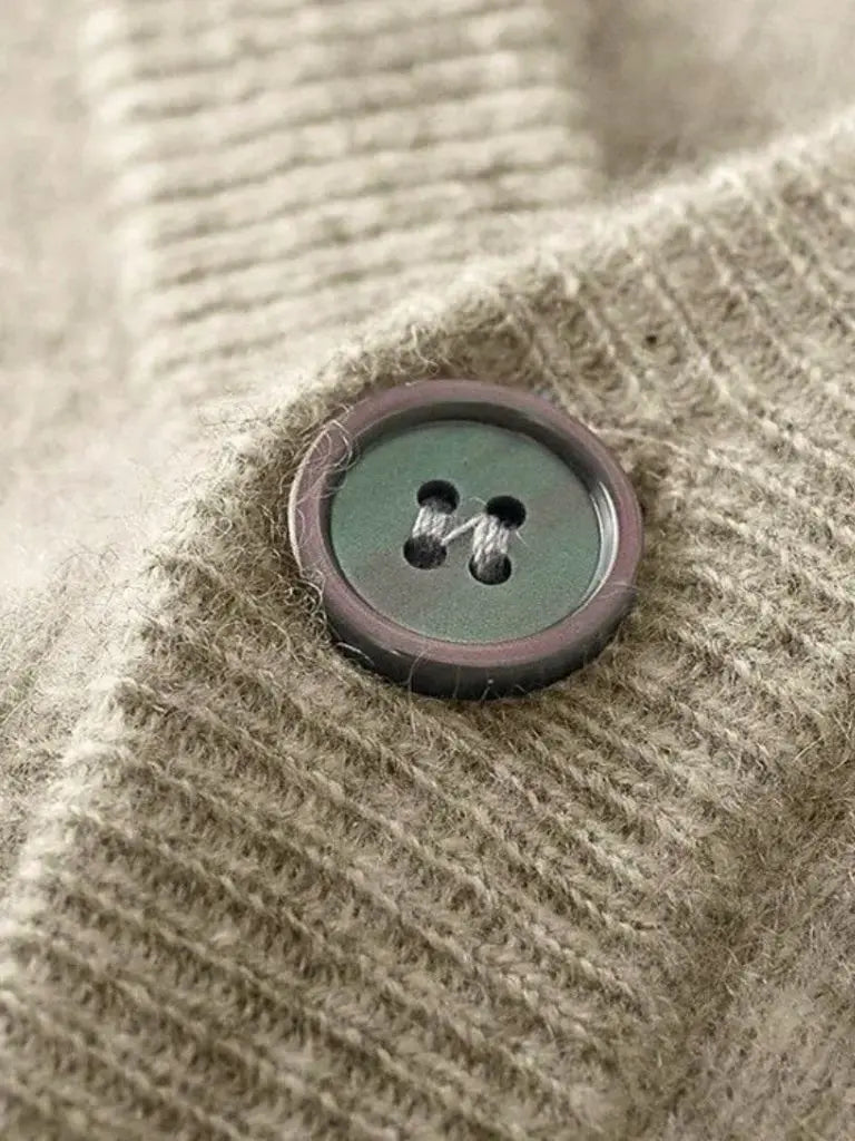 100% Merino Wool V Neck Knitwear Cardigan Sweater - Casa  Laro CASA LARO