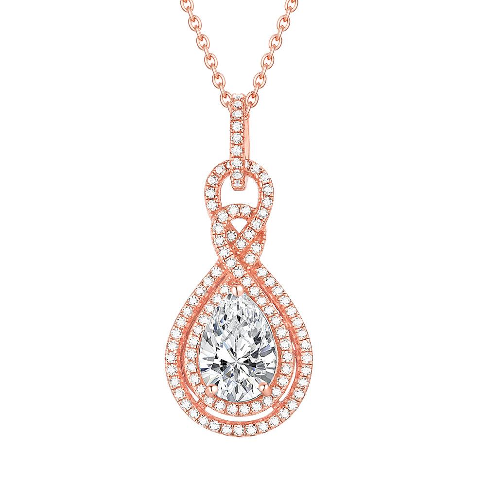 Halo Pear Cut Infinity Pendant Necklace Shineofidamond