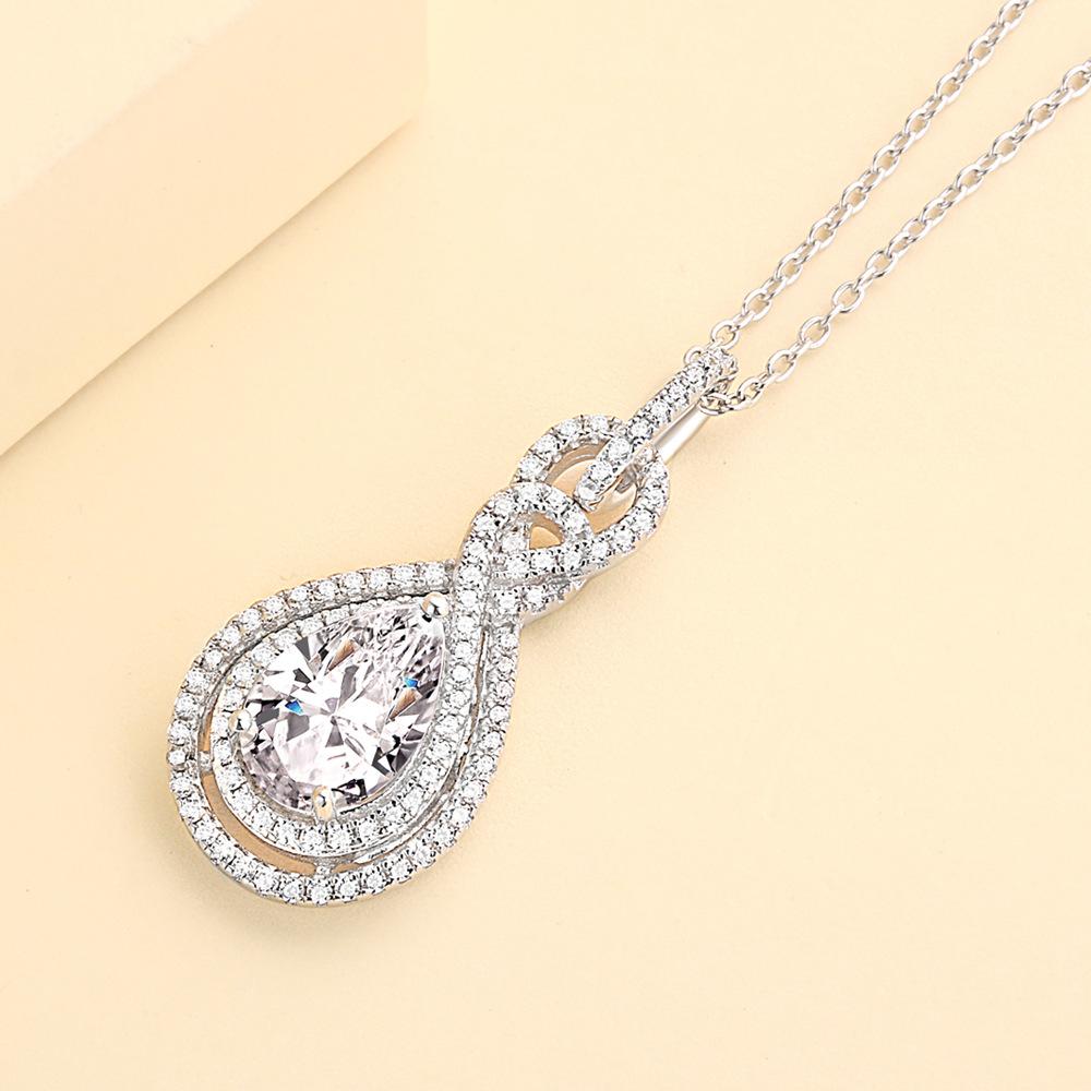 Halo Pear Cut Infinity Pendant Necklace Shineofidamond