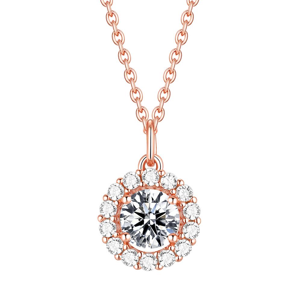 Round Cut Halo Pendant Necklace Shineofidamond