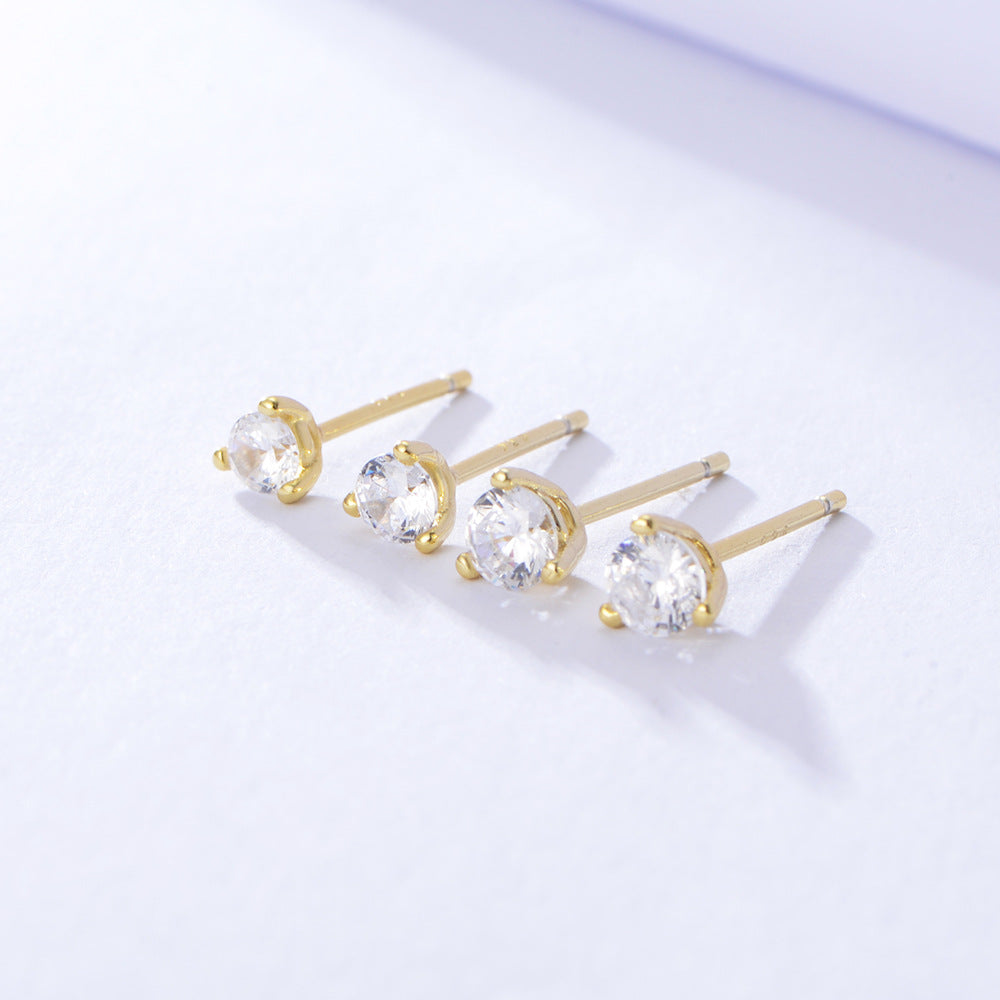 3 Prog Stud Earrings in Sterling Silver Shine of Diamond