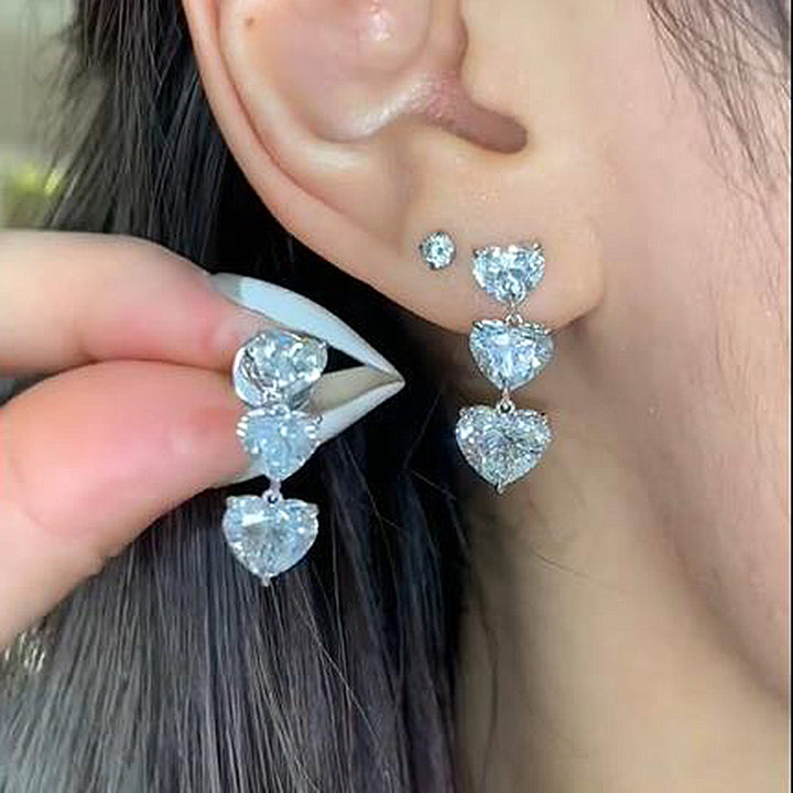 Elegant Heart Cut Sterling Silver Stud Earrings Shineofdiamond