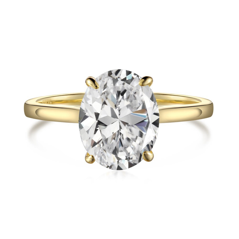 Oval Cut Solitaire Engagement Ring In Sterling Silver Shineofdiamond
