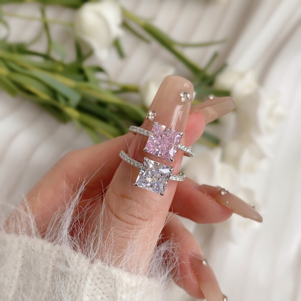 Elegant Radiant Cut Sterling Silver Engagement Ring Shineofdiamond