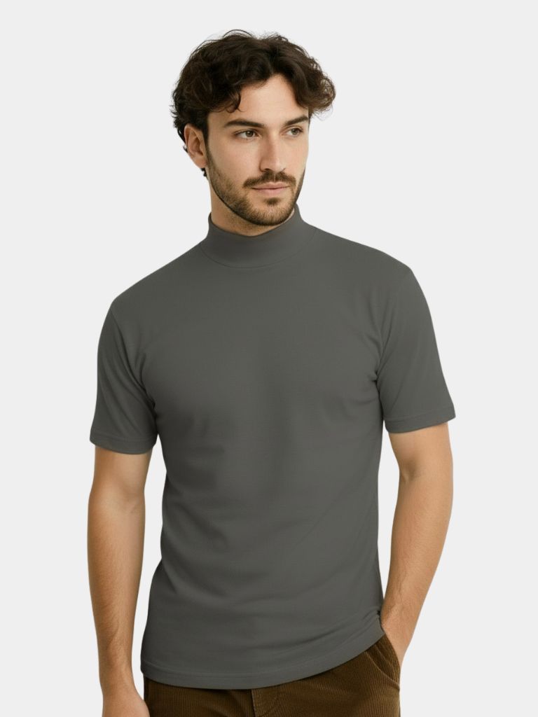 Solid Casual Turtle Neck T-Shirt - Casa  Laro CASA LARO