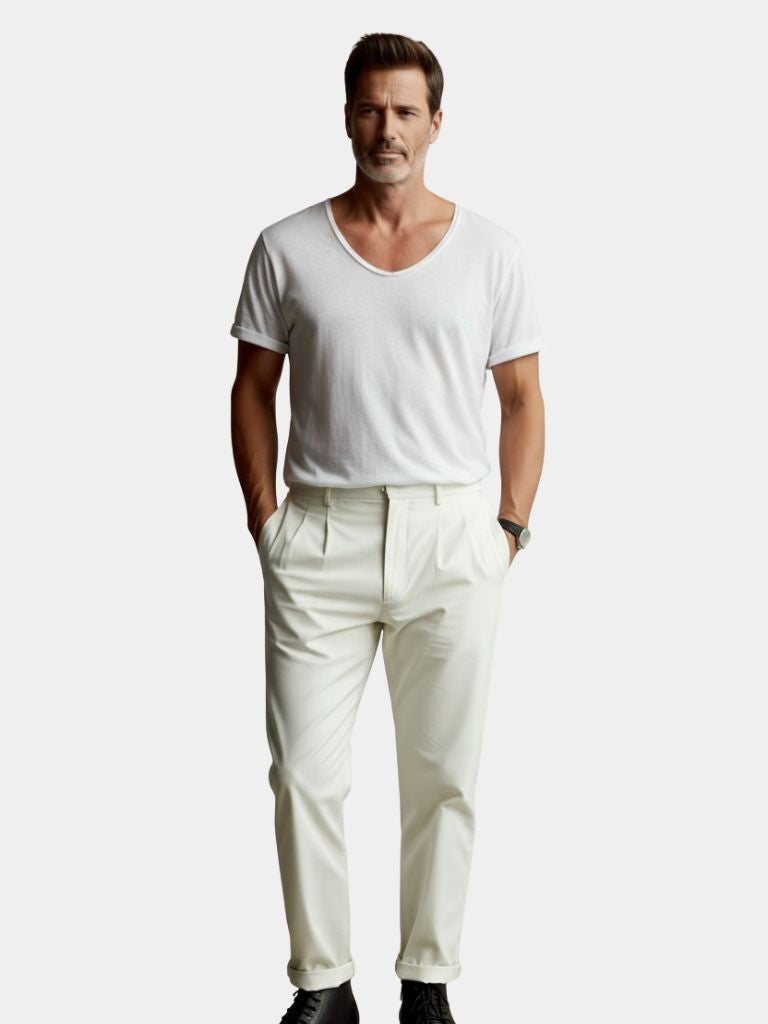 Albo Classic Linen V Neck T-Shirt – Casa  Laro CASA LARO