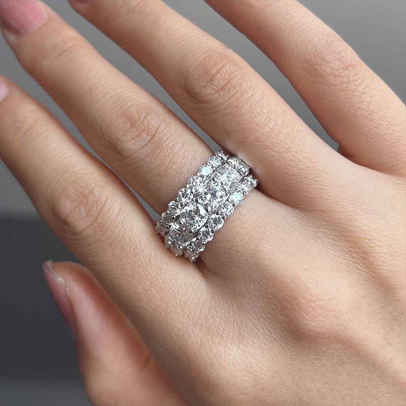 Eternity Cushion Cut Moissanite Sterling Silver Wedding Band shineofdiamond