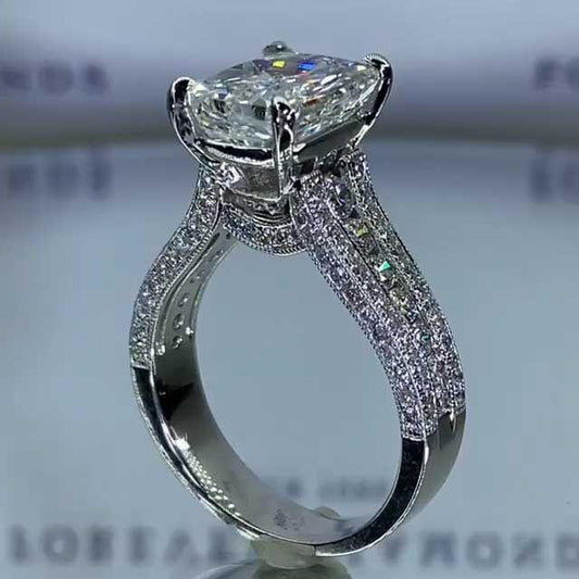 4.0 CT Radiant Cut Sterling Silver Engagement Ring Shineofdiamond