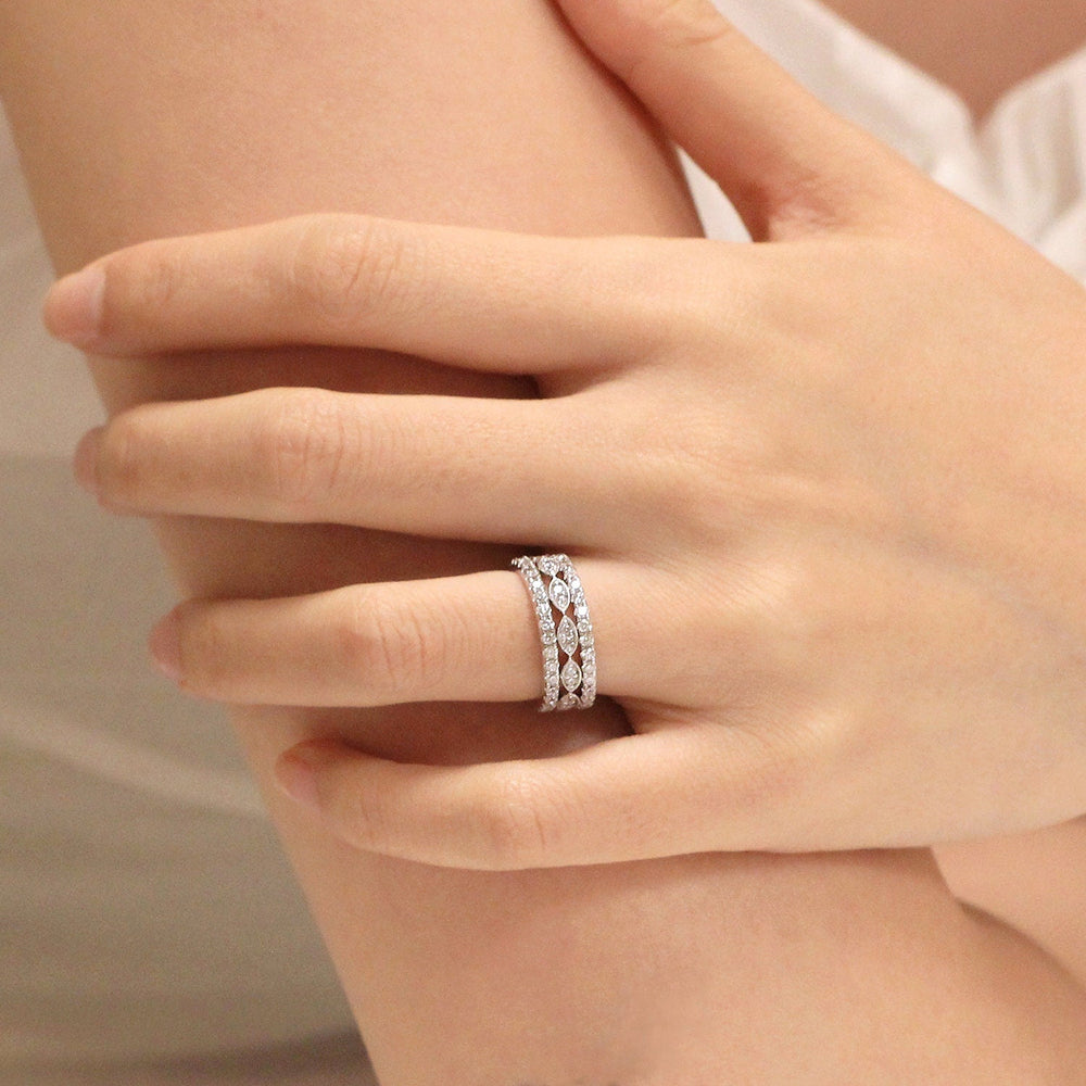 3PCS Mixed Stackable Eternity Wedding Band Ring Set shineofdiamond